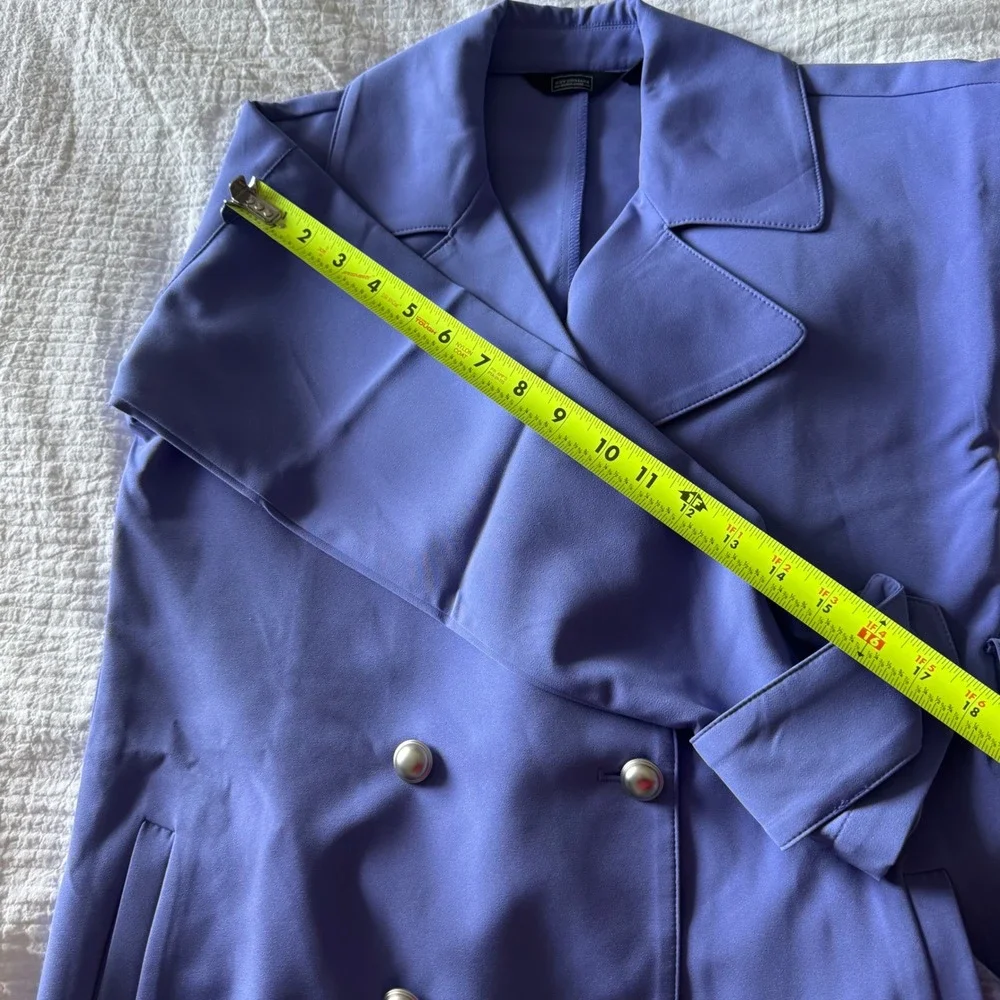 G by Giuliana Black Label Periwinkle Trench Coat Belted XXS Quiet Luxury Peppy - Picture 8 of 11